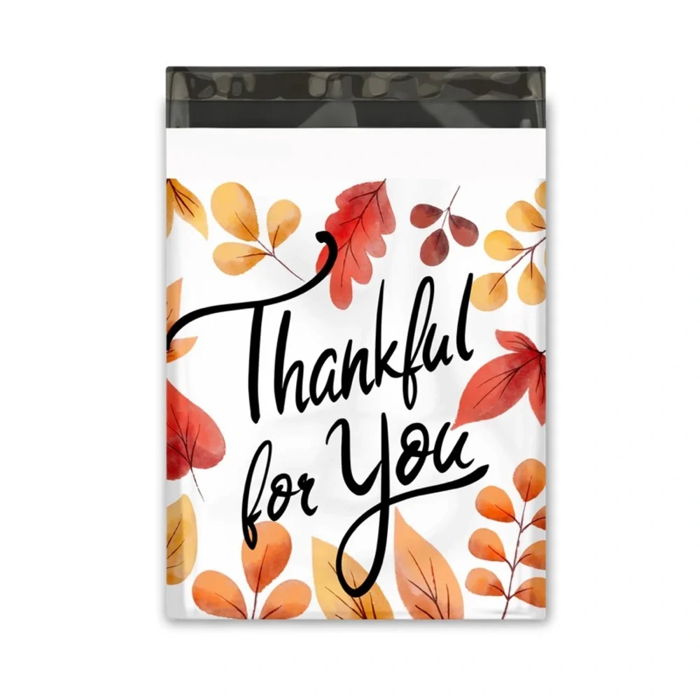 25 10X13 Poly Mailers Fall Leaf Thankful, Shipping Envelopes PRICE IS FIRM - Picture 7 of 9